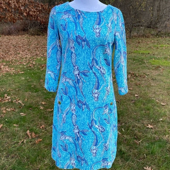 Lilly Pulitzer Hayley Dress Blue Size XSmall Mermaid - Picture 2 of 9